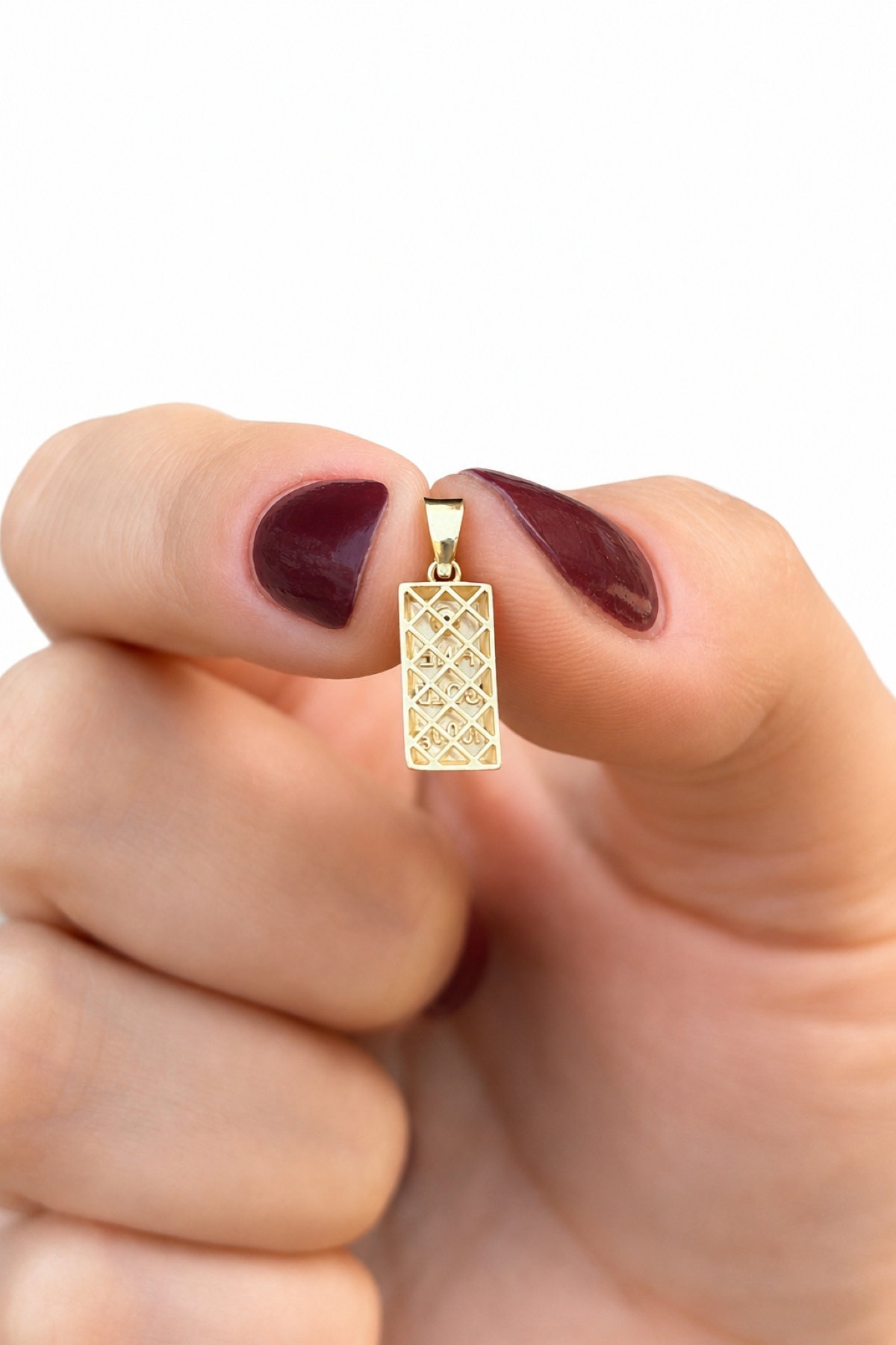 Mini Taşlı Külçe Altın Kolye Ucu 14KLY4955 - 2
