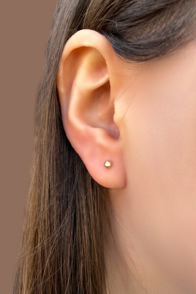 Mini Top Altın Küpe 8KP337 - Altınaşkı