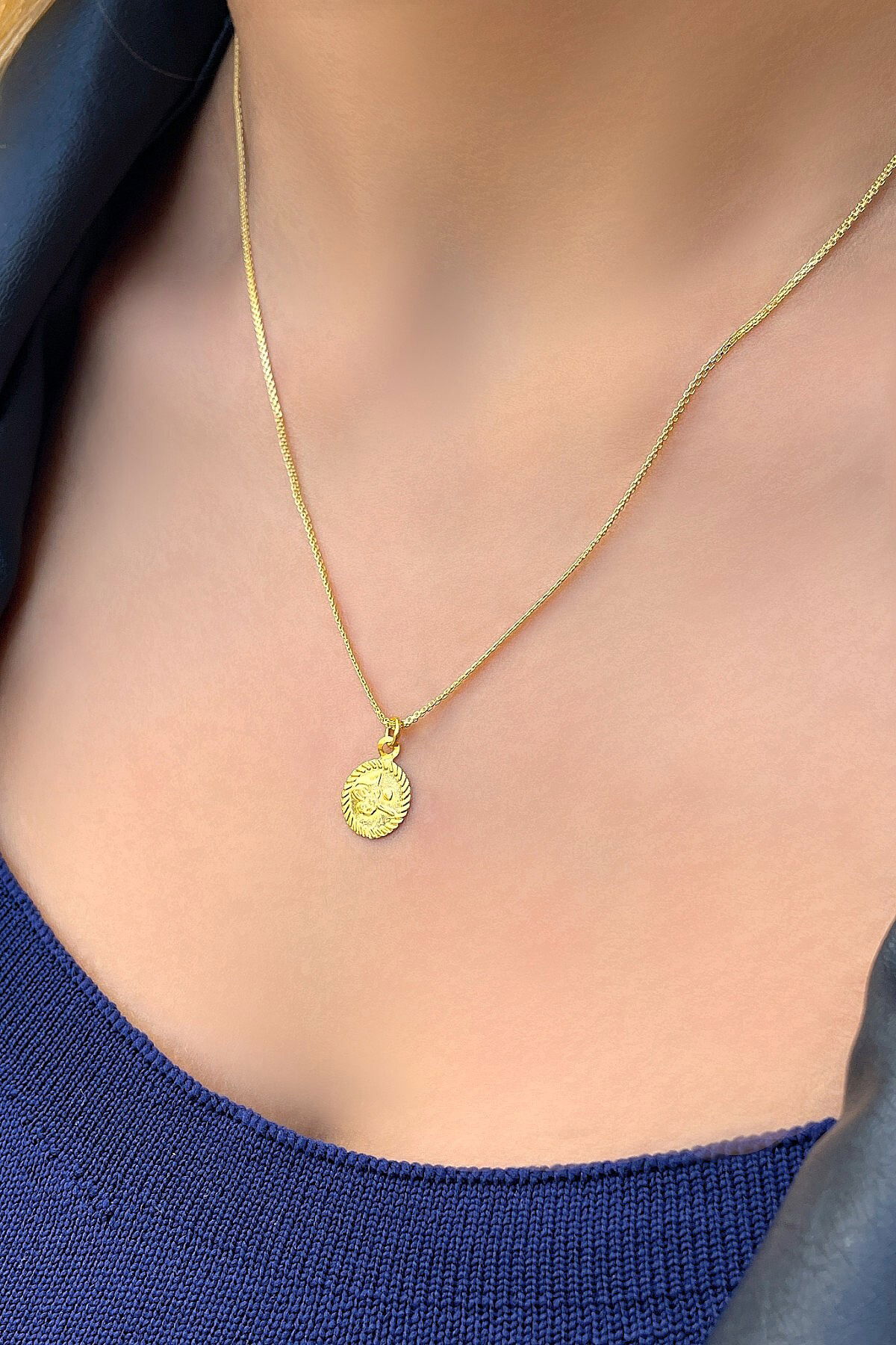 Mini Tuğra Bismark Altın Kolye 14KLY8520 - 2