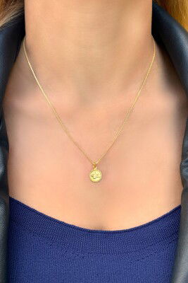 Mini Tuğra Bismark Altın Kolye 14KLY8520 - 1