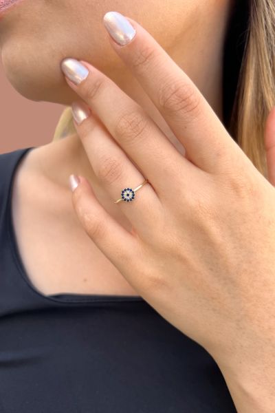 Nazar Boncuğu Altın Yüzük 14YZ1122 - Altınaşkı