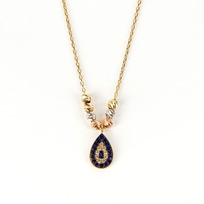 Nazar Boncuklu Altın Kolye 14KLY463 - Altınaşkı