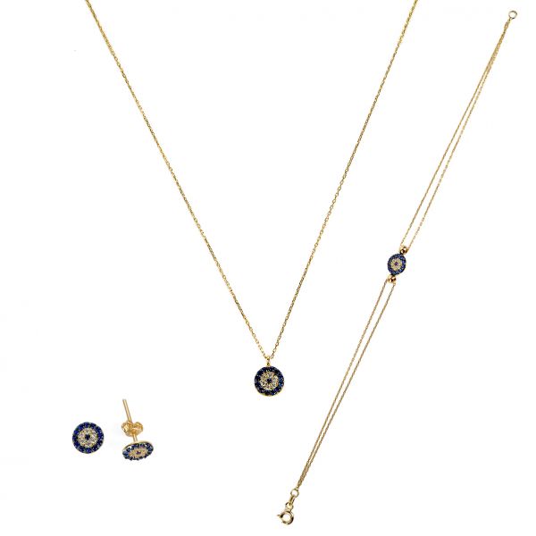 Nazar Boncuklu Altın Set 14MNST43 - Altınaşkı