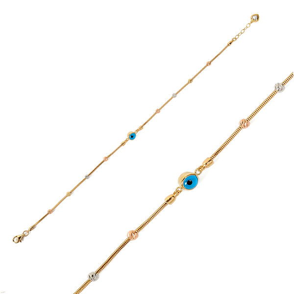 Nazar Boncuklu Dorikalı Altın Bileklik 14KNY925 - Altınaşkı