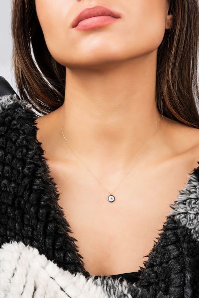 Nazar Boncuklu Hayalet Altın Kolye 8KLY637 - Altınaşkı