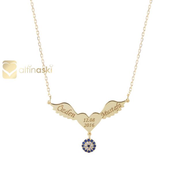 Nazar Boncuklu İsimli Altın Kolye FYA149 - Altınaşkı