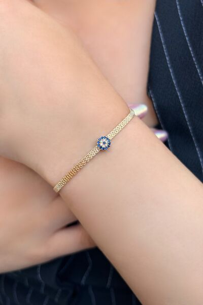 Nazar Boncuklu Petra Altın Bileklik 14KNY4799 - Altınaşkı