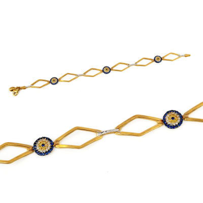 Nazar BoncukluTaşlı Altın Bileklik 14KNY86 - Altınaşkı