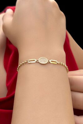 Oval Taşlı Altın Bileklik 8KNY1782 - 2