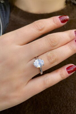 Oval Tektaş Altın Yüzük 14YZ8099 - 4