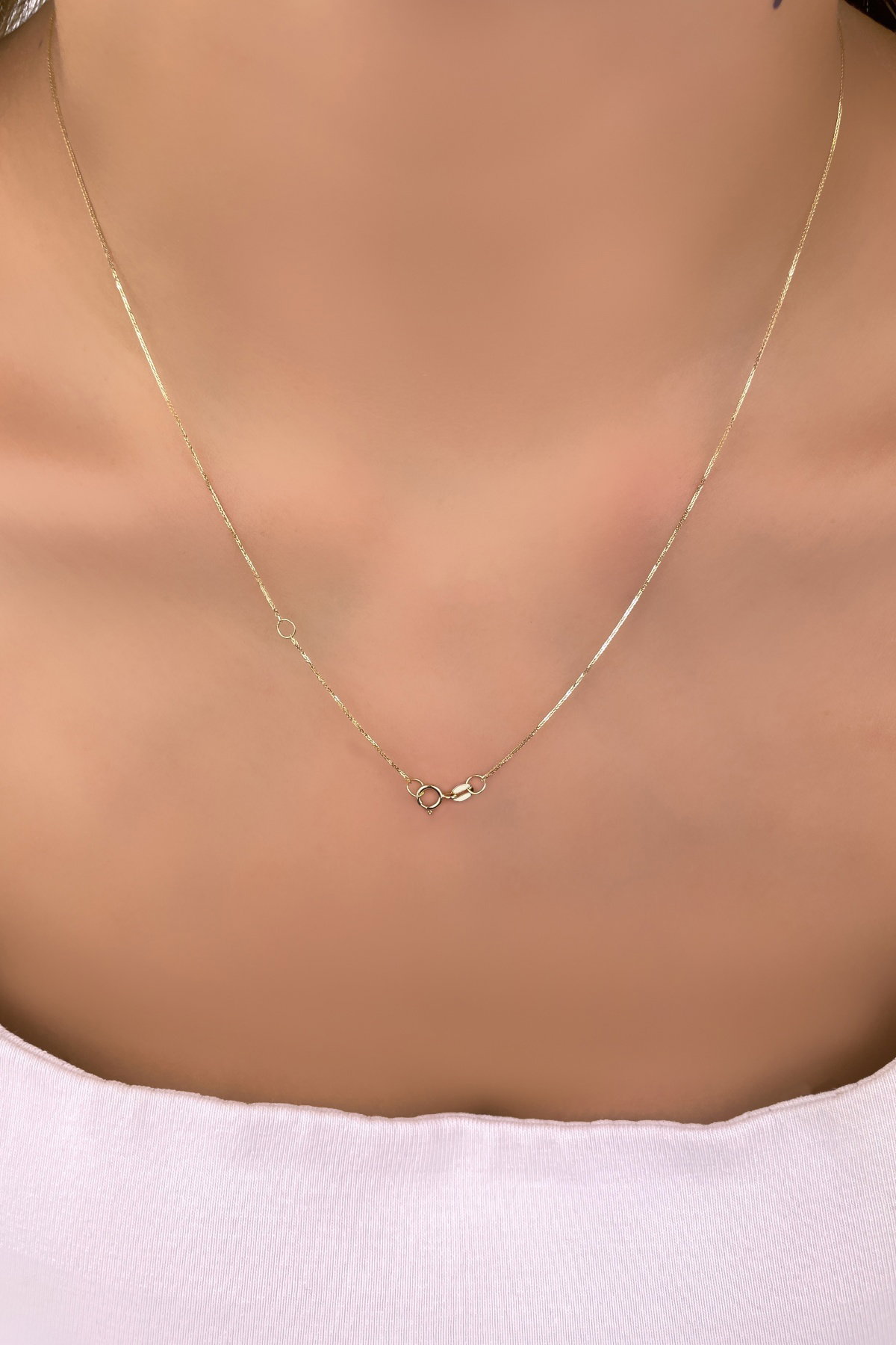 Parlak Plaka Altın Kolye 14KLY941 - 5