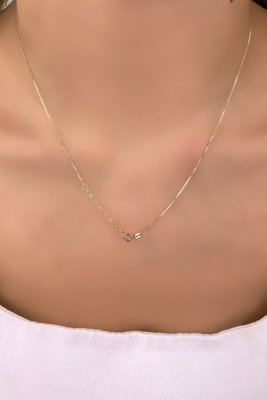 Parlak Plaka Altın Kolye 14KLY941 - 5