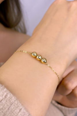 Parlak Toplu Altın Bileklik 14KNY890 - 1