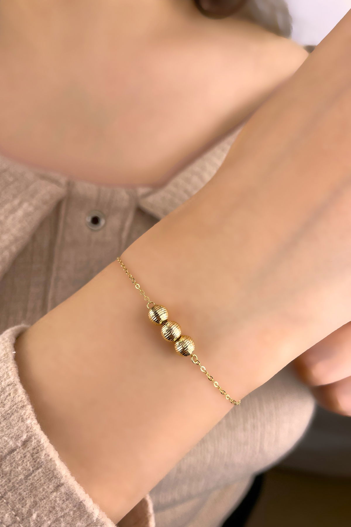 Parlak Toplu Altın Bileklik 14KNY890 - 2