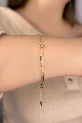 Parlak Toplu Ataş Altın Bileklik 14KNY913 - 2