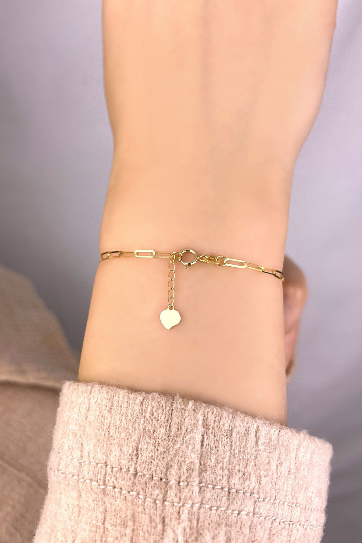 Parlak Toplu Ataş Altın Bileklik 14KNY913 - 3