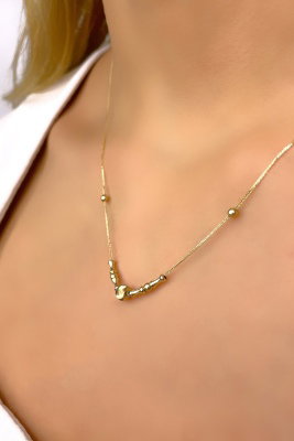 Parlak Toplu İtalyan Altın Kolye 14KLY930 - 1