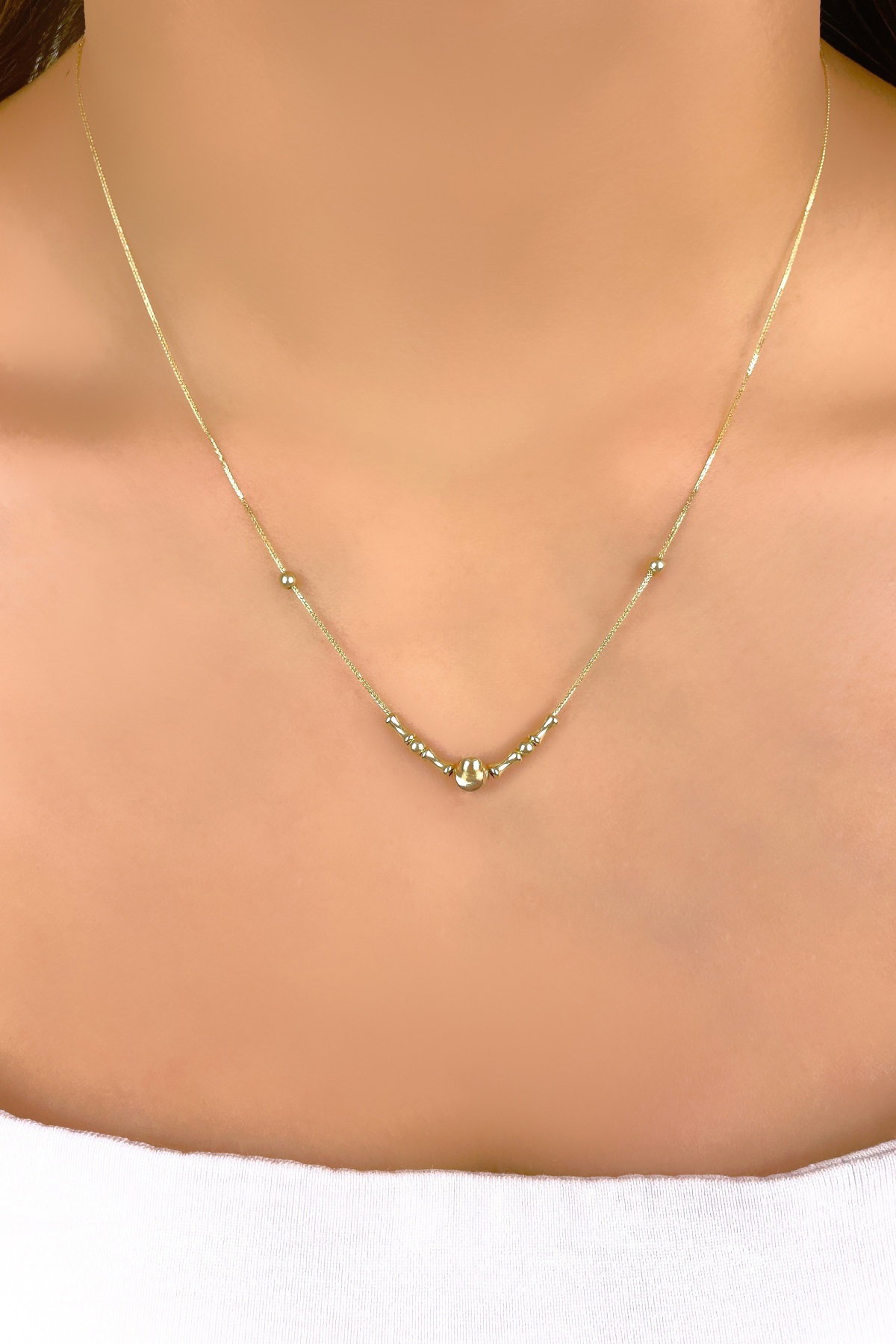 Parlak Toplu İtalyan Altın Kolye 14KLY930 - 2