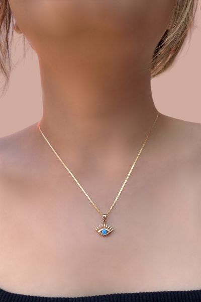 Parlak Zincir Kirpik Altın Kolye 14KLY8712 - Altınaşkı