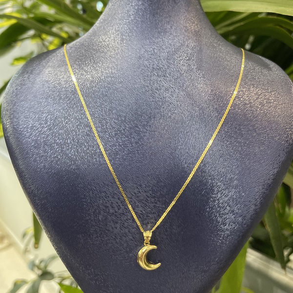 Parlak Zincirli Hilal Altın Kolye 14KLY5571 - Altınaşkı