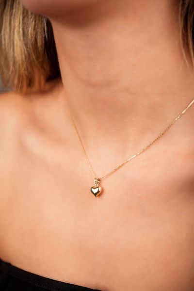 Parlak Zincirli Kalp Altın Kolye 14KLY3013 - Altınaşkı