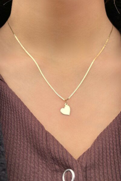Parlak Zincirli Kalp Altın Kolye 14KLY3026 - Altınaşkı