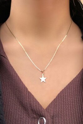 Parlak Zincirli Yıldız Altın Kolye 14KLY3027 - 2