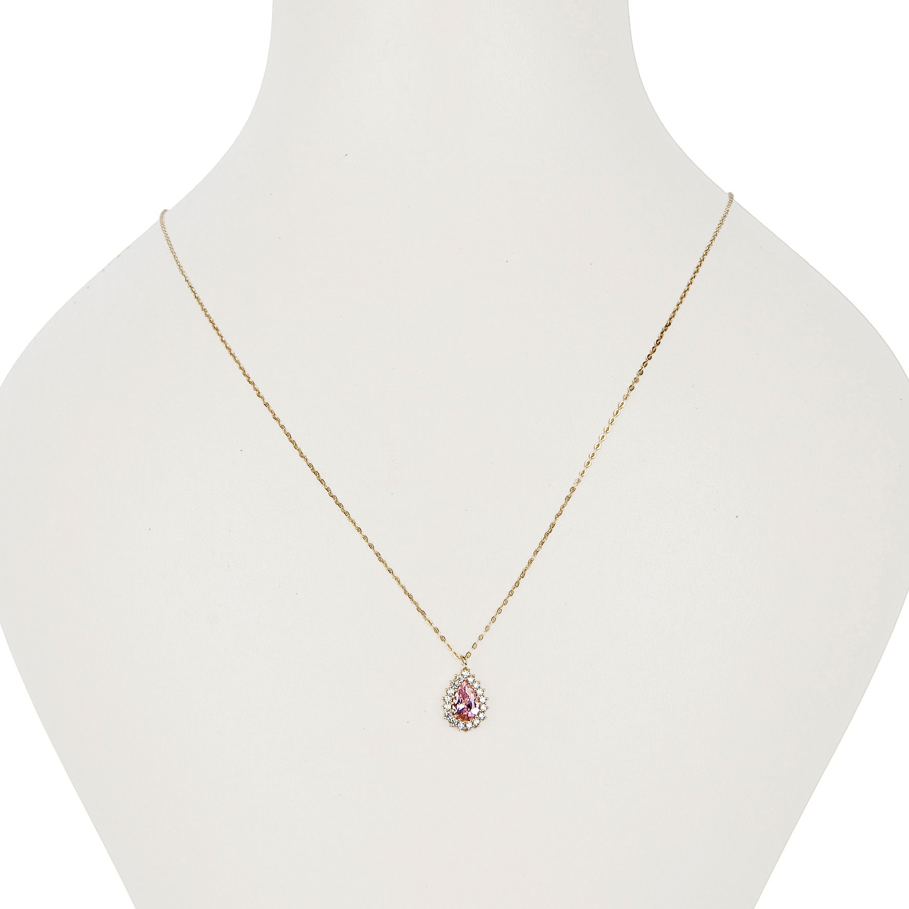 Pembe Taşlı Damla Hayalet Altın Kolye 8KLY788 - 3