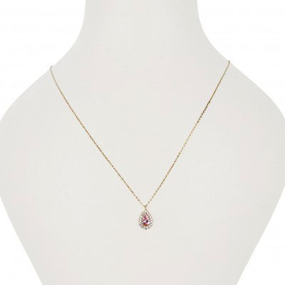 Pembe Taşlı Damla Hayalet Altın Kolye 8KLY788 - 3