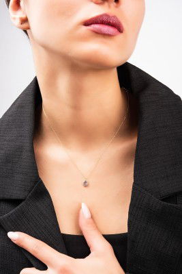 Pembe Taşlı Damla Hayalet Altın Kolye 8KLY788 - 2