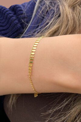 Plaka Pullu Altın Bileklik 8KNY8892 - 2