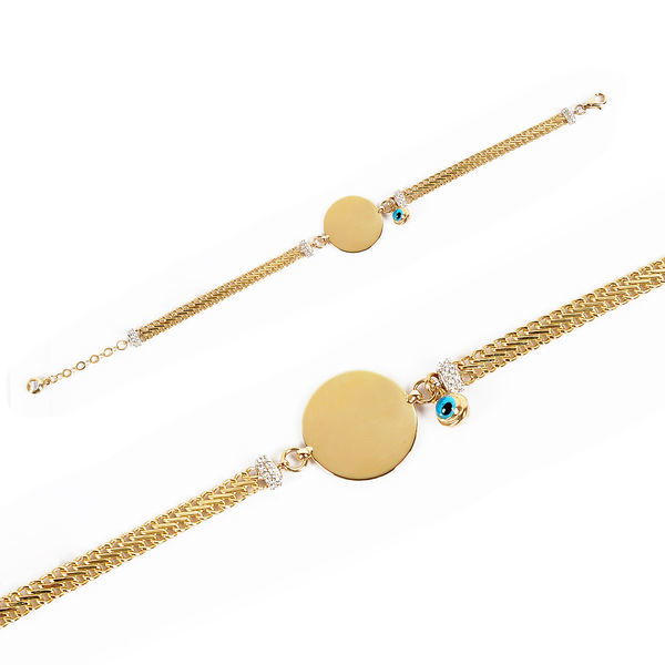 Plakalı Taşlı Altın Bileklik 14KNY774 - Altınaşkı