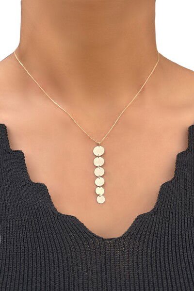 Pullu Plaka Altın Kolye 14KLY5532 - Altınaşkı