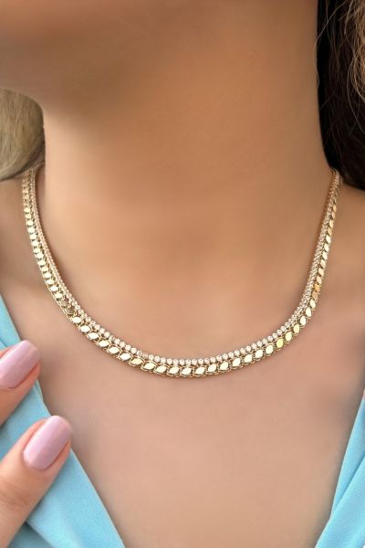 Pullu Suyolu Altın Kolye 14KLY8573 - Altınaşkı
