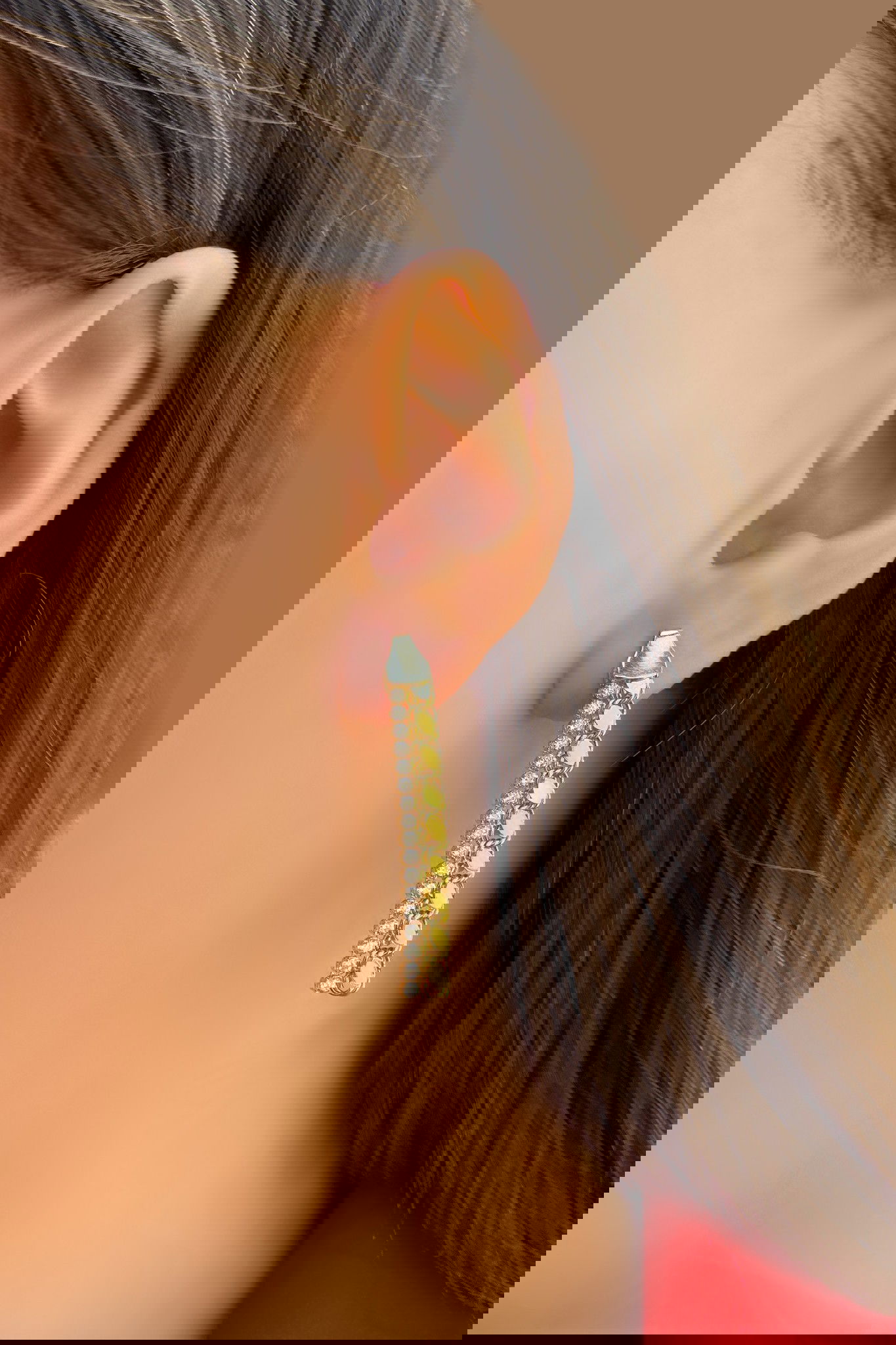 Pullu Suyolu Altın Küpe 14KP3784 - 1