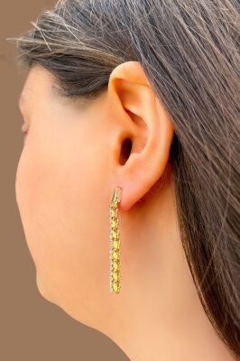 Pullu Suyolu Altın Küpe 14KP3784 - 2