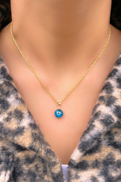 Renkli Göz Halat Altın Kolye 14KLY4557 - Altınaşkı