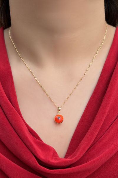 Renkli Gözlü Figaro Altın Kolye 14KLY2765 - Altınaşkı