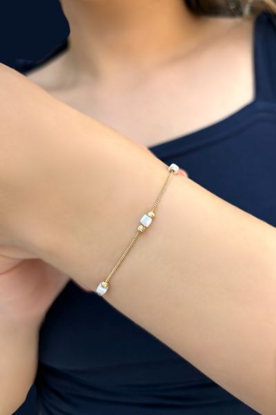 Renkli Taşlı Altın Bileklik 14KNY6556 - Altınaşkı