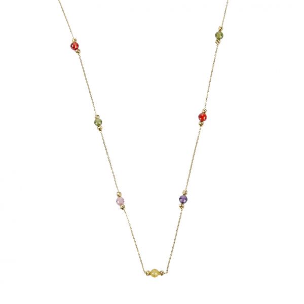 Renkli Taşlı Damla Altın Kolye 14KLY1029 - Altınaşkı