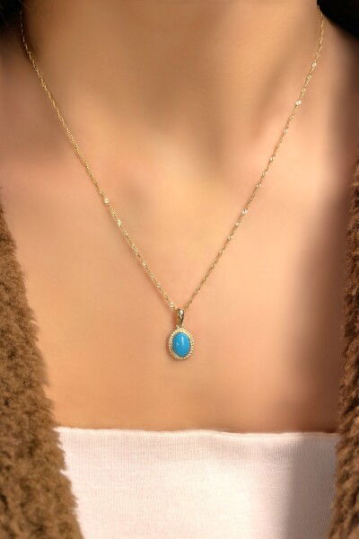 Renkli Taşlı Singapur Altın Kolye 14KLY4015 - Altınaşkı