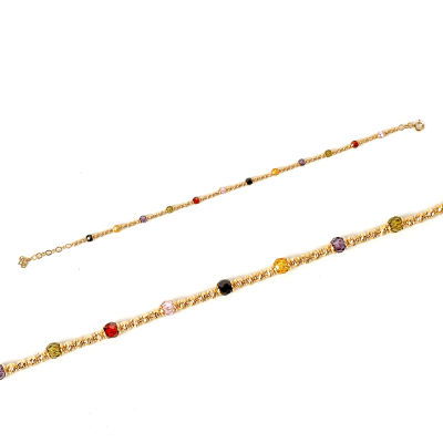 Renkli Taşlı Toplu Altın Bileklik 14KNY256 - Altınaşkı