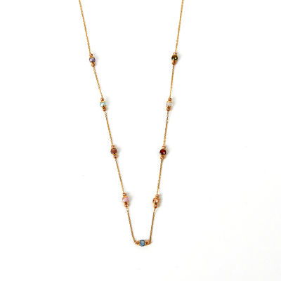 Renkli Taşlı Toplu Altın Kolye 14KLY414 - Altınaşkı