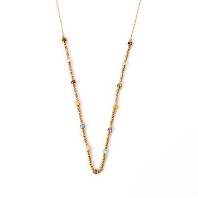 Renkli Taşlı Toplu Altın Kolye 14KLY415 - Altınaşkı