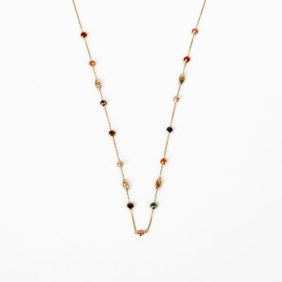 Renkli Taşlı Toplu Altın Kolye 14KLY438 - Altınaşkı