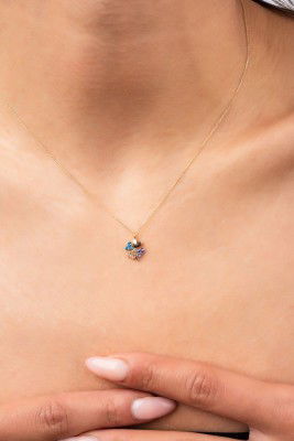 Renklı Taşlı Yonca Hayalet Altın 8KLY802 - 5