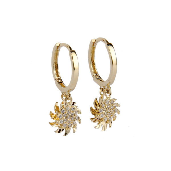 Rüzgar Gülü Pullu Altın Küpe 14KP1805 - Altınaşkı