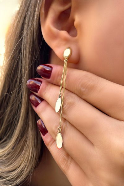 Sallantılı İtalyan Damla Altın Küpe 14KP3939 - Altınaşkı