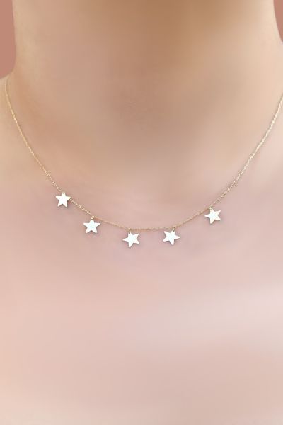 Sallantılı Yıldız Altın Kolye 14KLY4754 - Altınaşkı