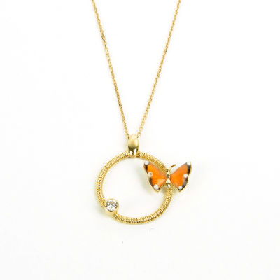 Sarı Kelebek Altın Kolye 14KLY61 - Altınaşkı